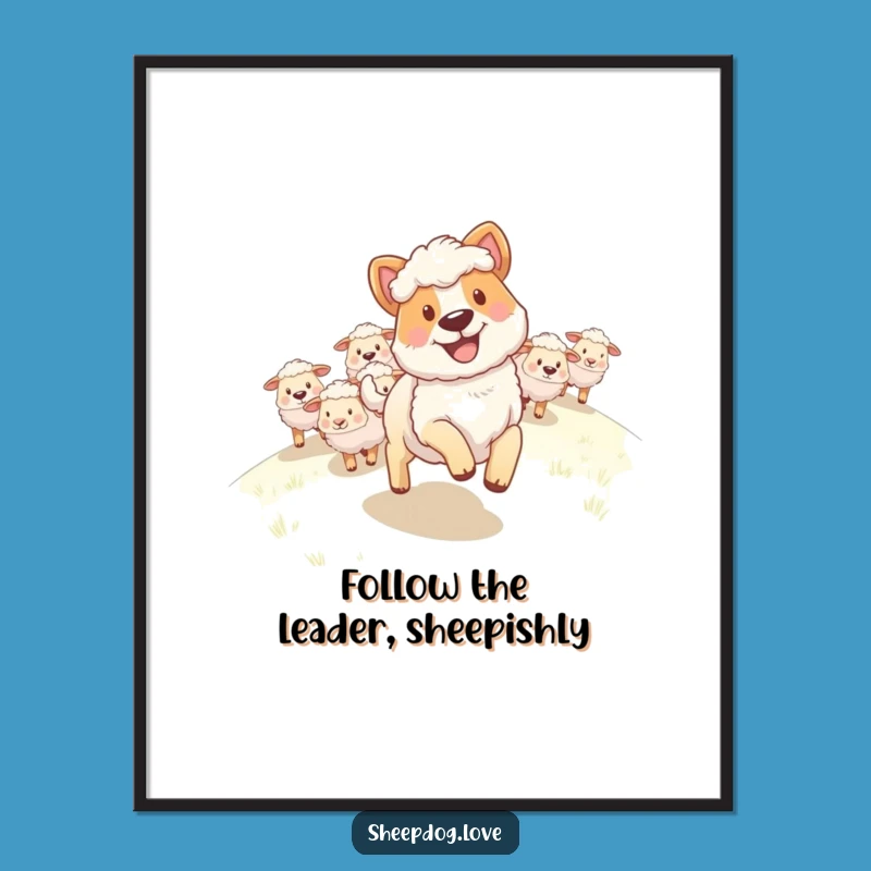Free Printable Sheepdog Wall Art: Grinning Leader, Joyful Flock, Downloadable Art