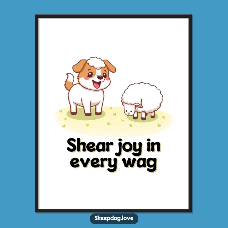 Free Printable Sheepdog Art - Wagging Tail Downloadable Wall Decor