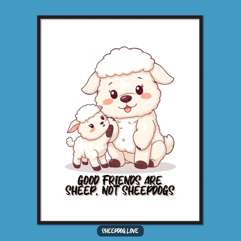 Free Printable Wall Art: Sheepdog & Lamb Friends, Funny Downloadable Decor for Nurseries