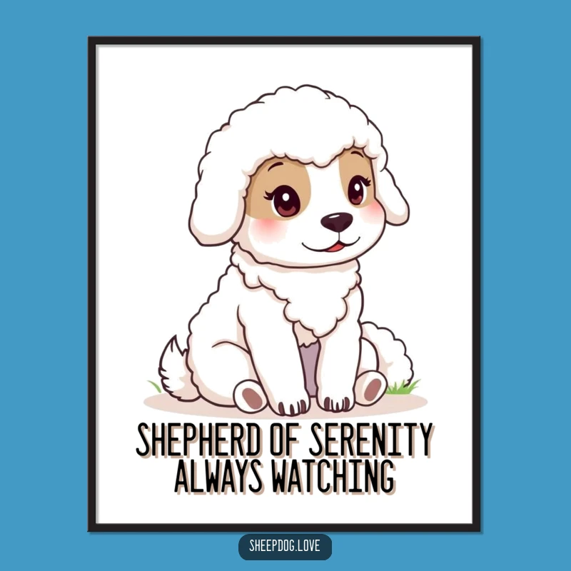 Funny Free Printable Wall Art: Calm Sheepdog Guardian Downloadable Art for Walls