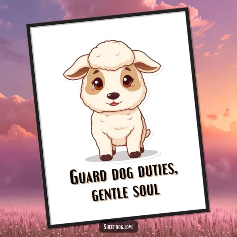 Funny Free Printable Wall Art: A protective sheepdog stands guard with a gentle expression, adding warmth.