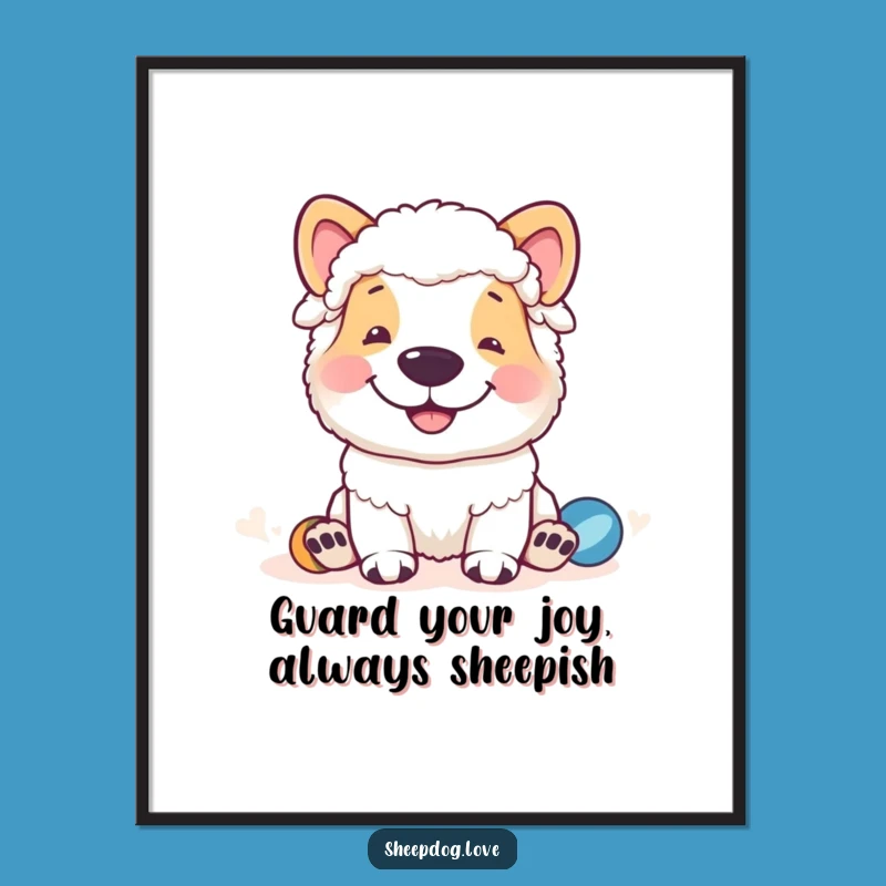 Free Printable Wall Art: Grinning Sheepdog, Funny Downloadable Art for Dog Lovers