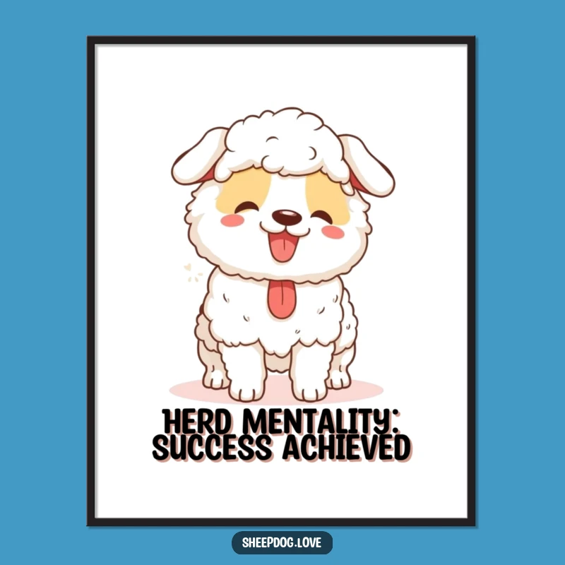 Funny Free Printable Wall Art: Happy Sheepdog Herding Success Downloadable Art