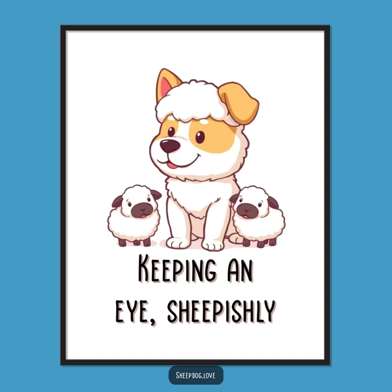 Free Printable Sheepdog Wall Art: Happy Watcher, Downloadable Charm!
