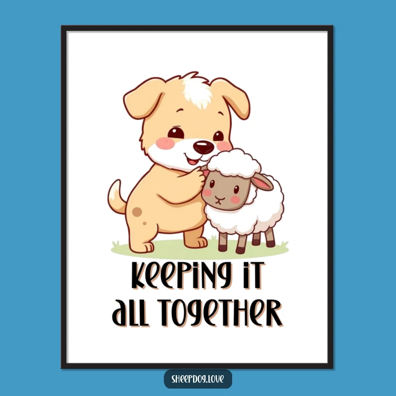 Free Printable Wall Art: Dog Herding Sheep, Funny Downloadable Decor for Country Homes