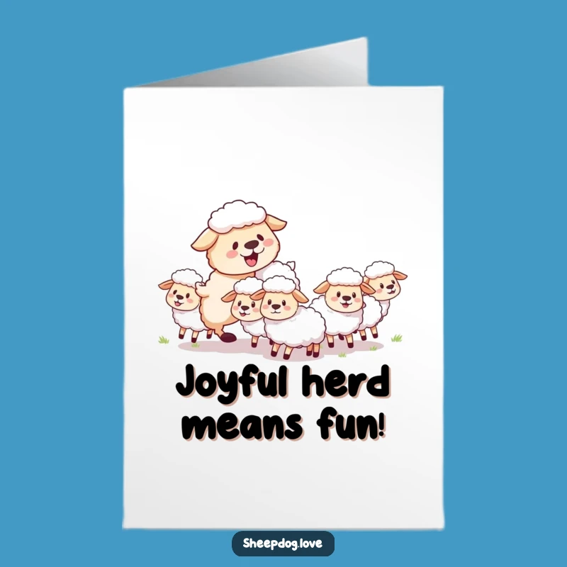 Free Printable Fluffy Sheepdog Birthday Card: Joyful Herding Digital Download Gift
