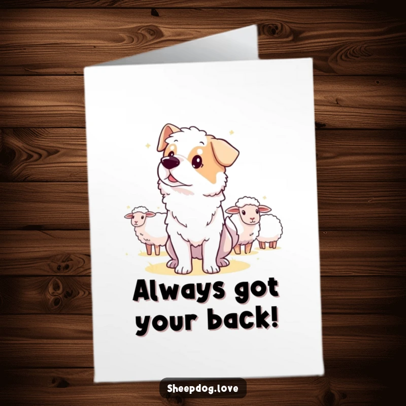 Funny Free Printable Congrats Card: Alert sheepdog looking into the distance, guarding sheep, perfect for congrats.