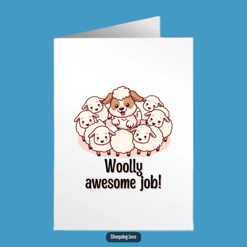 Free Printable Congrats Card: Sheepdog Triumph, Humorous Downloadable Gift