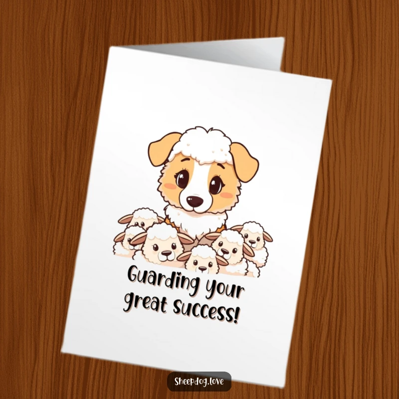 Funny Free Printable Congratulations Card: A determined sheepdog intently watches over its flock, ensuring safety.