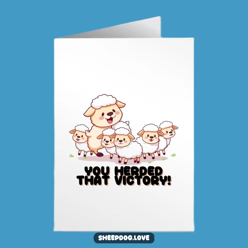 Free Printable Fluffy Sheepdog Congrats Card: Joyful Herding Digital Download