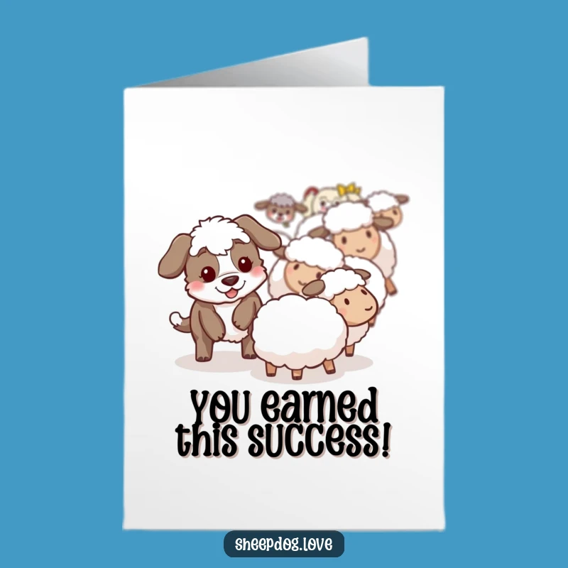 Free Printable Congrats Card: Sheepdog Guiding Home, Downloadable Success Celebration