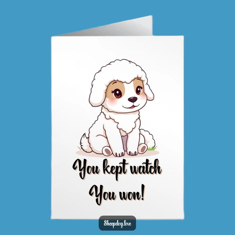 Free Printable Congrats Card: Calm Sheepdog's Watchful Success Downloadable Gift