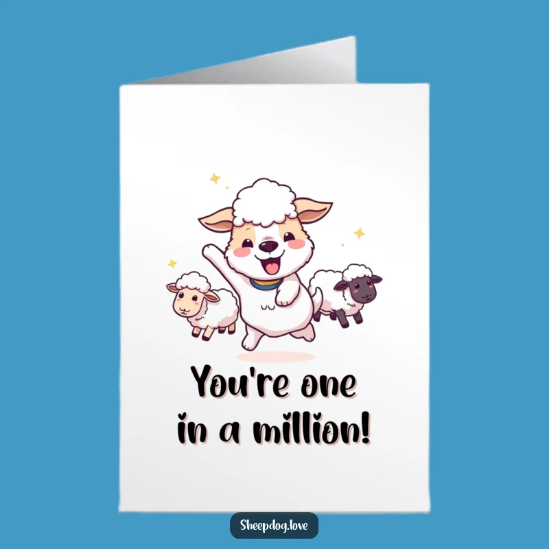 Free Printable Congrats Card: Sheepdog Victory Spin, Funny Downloadable Gift for Success