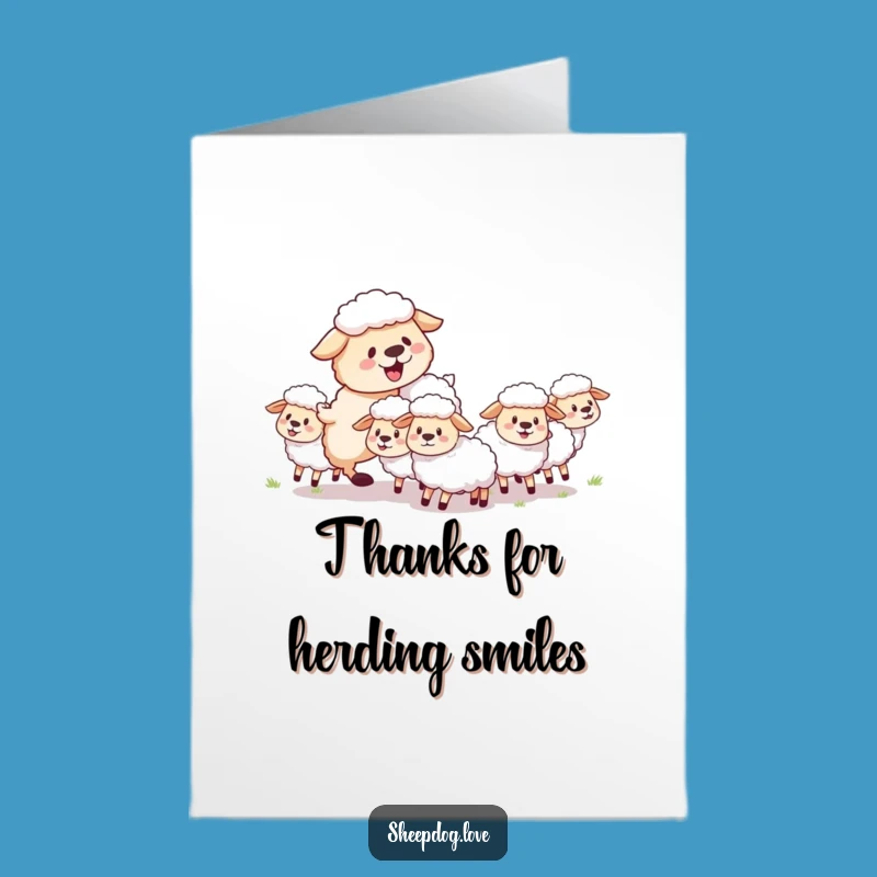 Free Printable Fluffy Sheepdog Thank You Card: Joyful Herding Digital Download