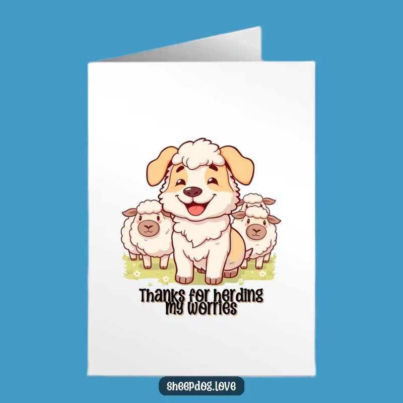 Free Printable Sheepdog Thank You Card: Grateful Downloadable for Kind Gestures