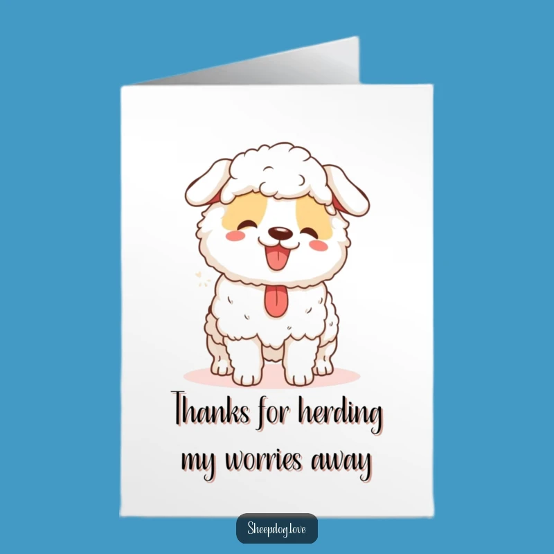 Free Printable Thank You Card: Grateful Sheepdog Herding Effort Downloadable Gift