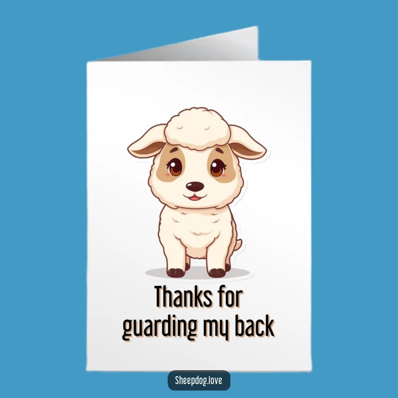 Free Printable Thank You Card: Protective Sheepdog Guarding Gratitude Downloadable Gift