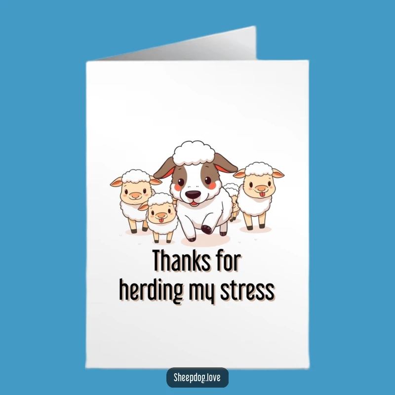Free Printable Funny Sheepdog Thank You Card: Herding Gratitude Downloadable DIY Gift
