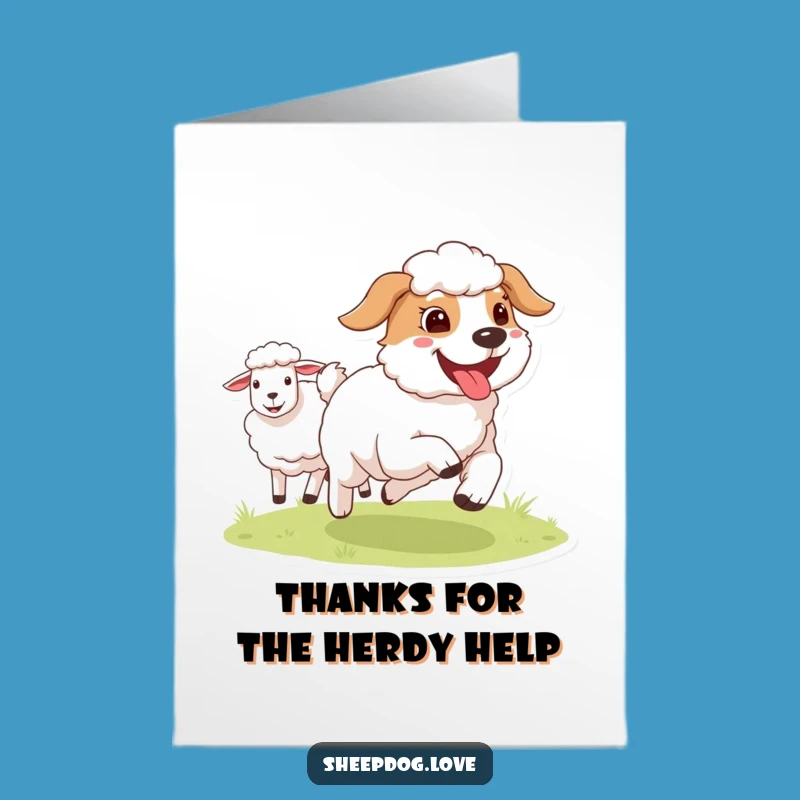 Free Printable Thank You Sheepdog Card - Tongue Out Runner
