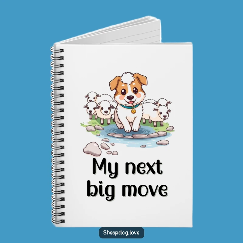 Funny Determined Sheepdog Stream Notebook: Heroic Dog Journal Gift