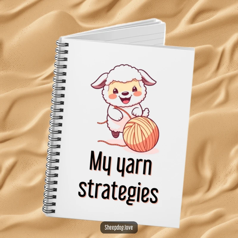Funny Sheepdog Notebook: A playful sheepdog energetically chases a rolling ball of yarn, perfect for jotting down notes with a dash of humor.