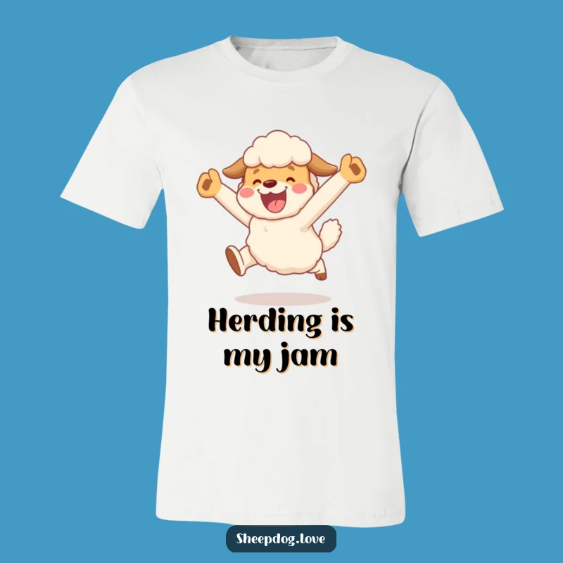 Funny Sheepdog Celebration T-Shirt: Joyful Leap - Hilarious Gift Idea!