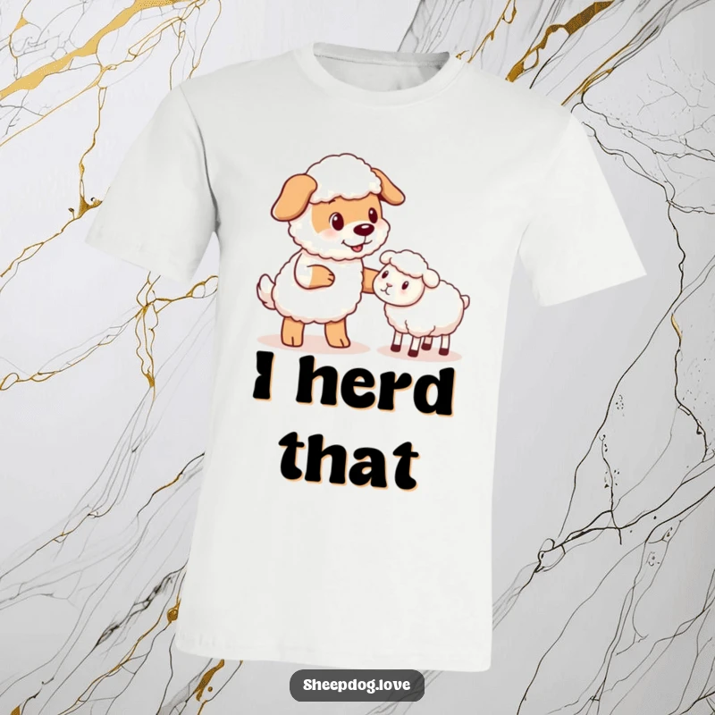 Funny Sheepdog T-Shirt: A heartwarming scene of a sheepdog giving a gentle, friendly nudge to a lost sheep.