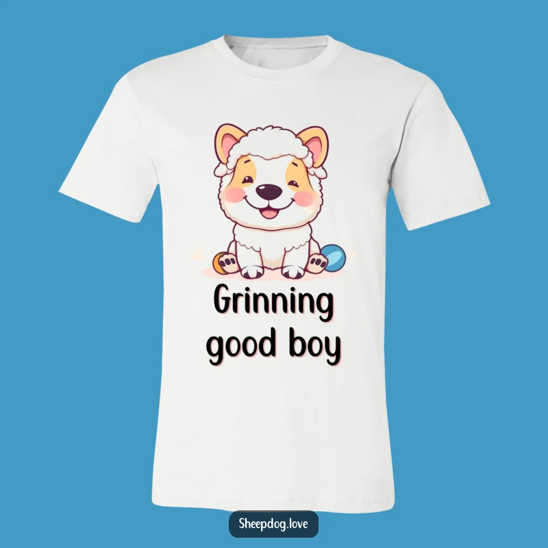 Funny Sheepdog Grin T-Shirt: Playtime Guardian's Hilarious Funny Gift