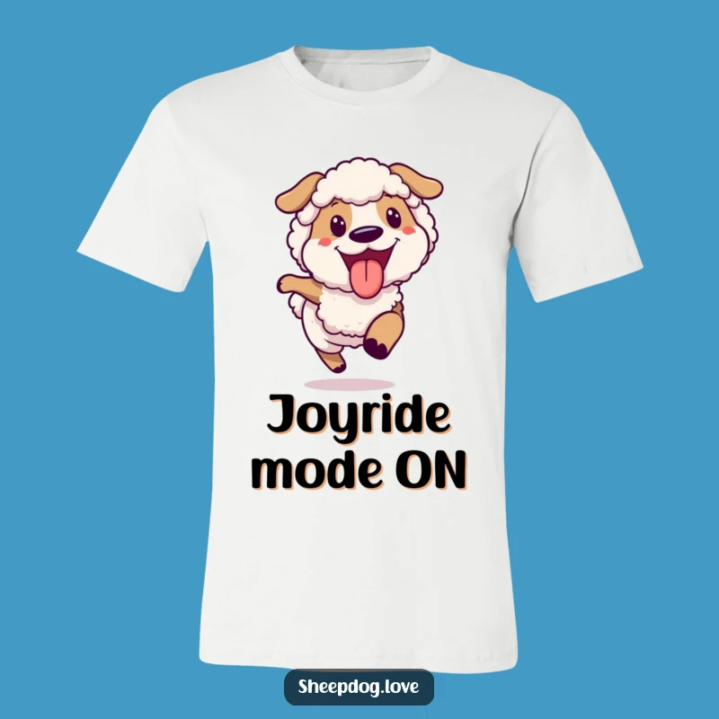 Funny Joyful Sheepdog Running T-Shirt, Happy Dog Tee for Enthusiasts