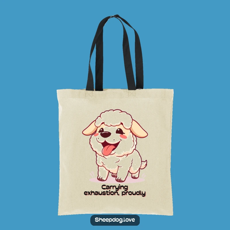 Funny Panting Sheepdog Tote Bag: Carry Your Workout Gear with Pup Pride