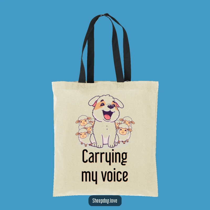 Funny Joyful Sheepdog Barking Tote Bag - Carry Your Cheers Gift