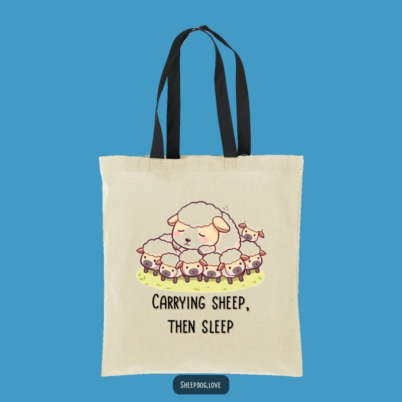 Funny Sheepdog Nap Tote Bag: Peaceful Shepherd Dog Carryall Gift