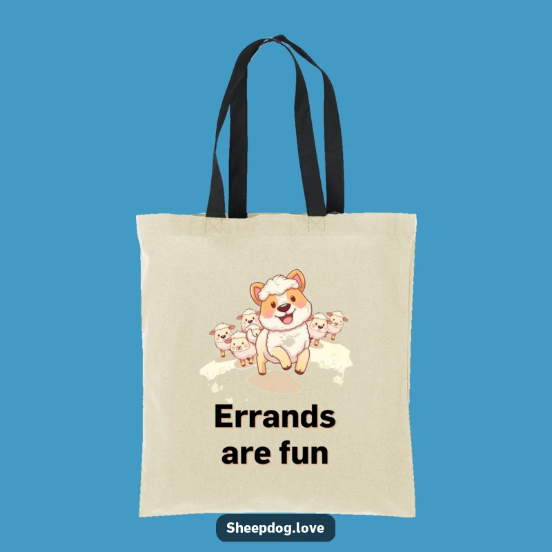Funny Sheepdog Tote Bag: Happy Grin Leading Flock Uphill, Stylish and Hilarious Carrier