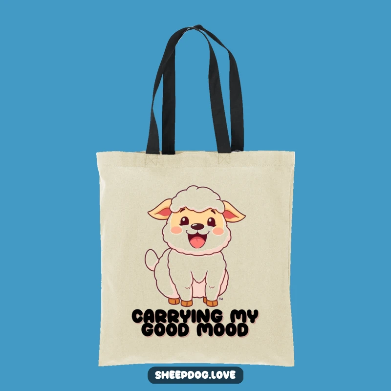 Funny Happy Sheepdog Tote Bag: Carry Your Joy with a Wagging Tail