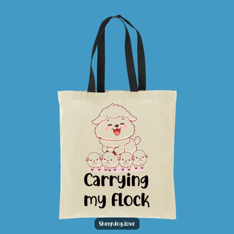 Funny Sheepdog Herding Tote Bag: Joyful Carry-All, Ideal Funny Gift