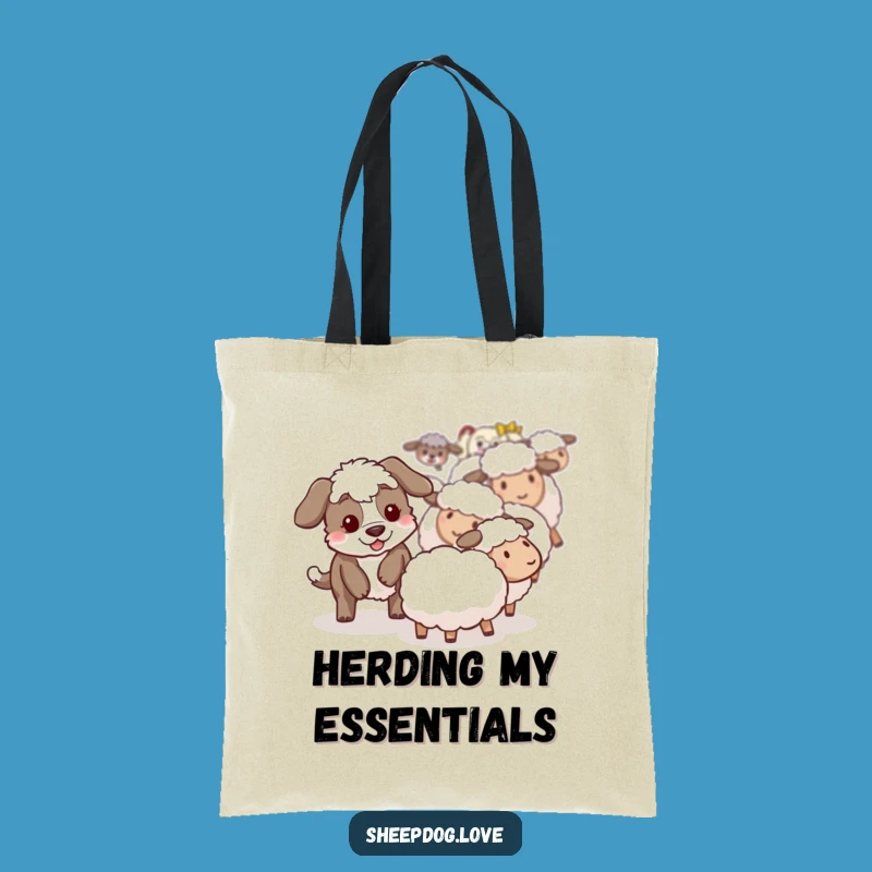 Funny Sheepdog Tote Bag: Playful Herder, Carry Joy Funny Gift