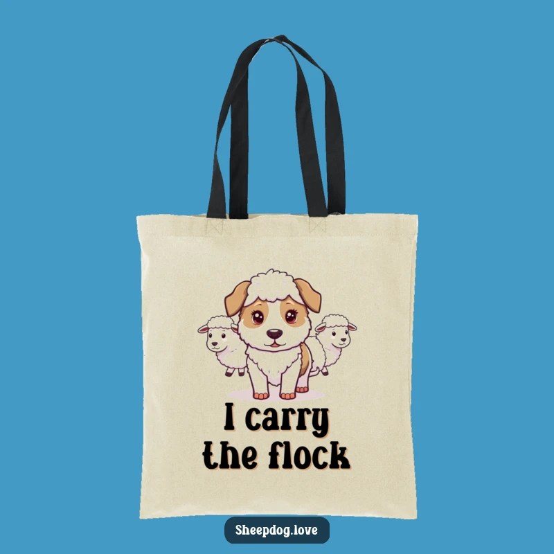 Funny Sheepdog Tote Bag: Hilarious Herding Design - Perfect for Determined Shoppers!